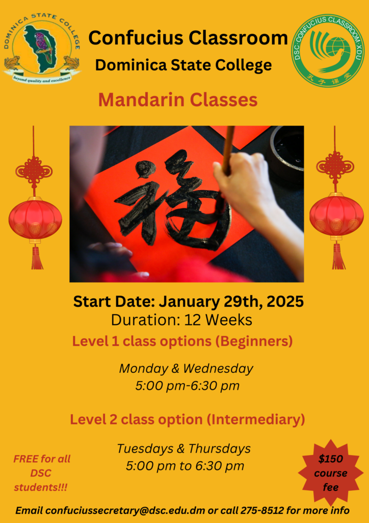 Confucius Mandarin Classes Flyer 2025